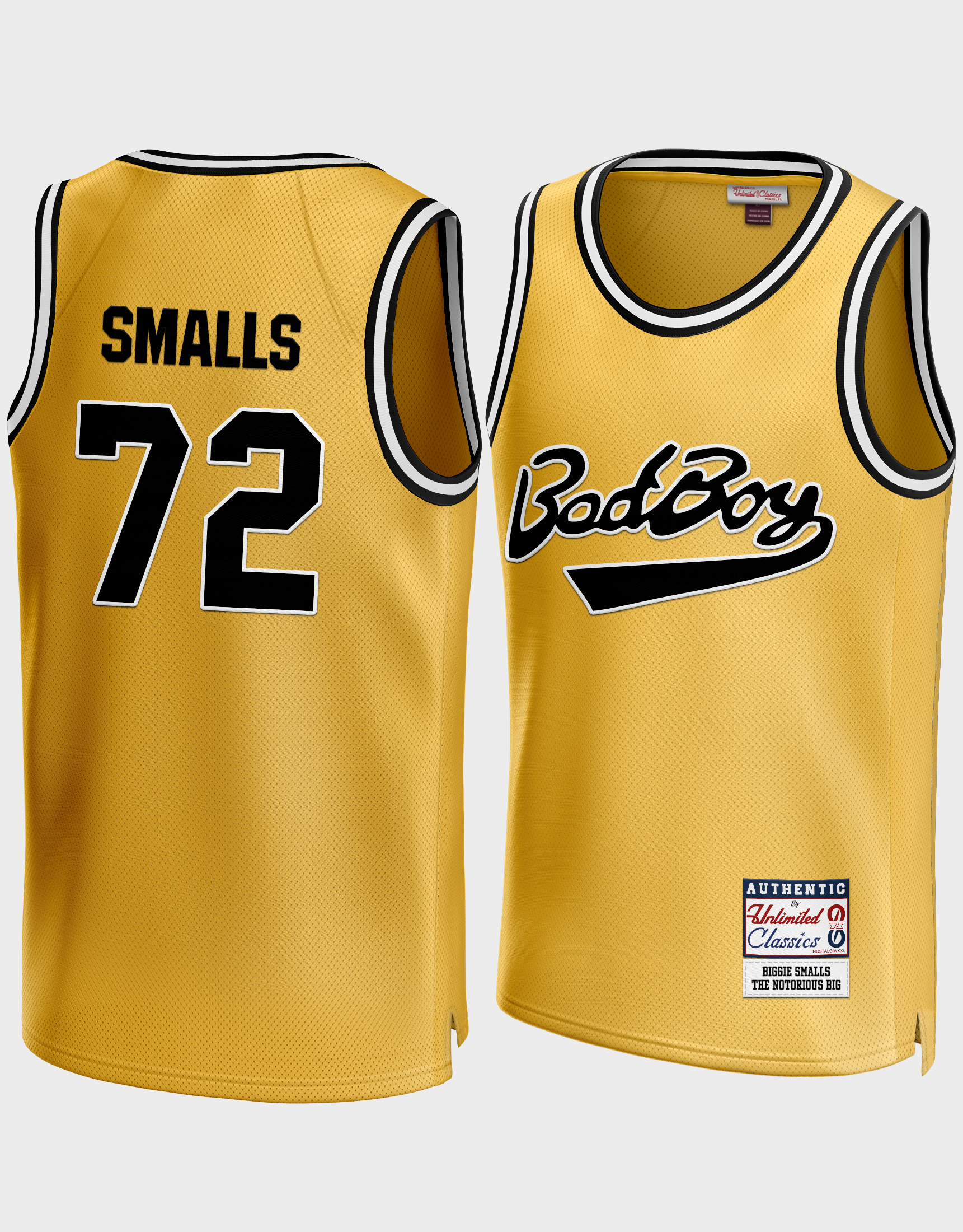 The yellow Bad Boy basketball jersey worn by The Notorious B.I.G.