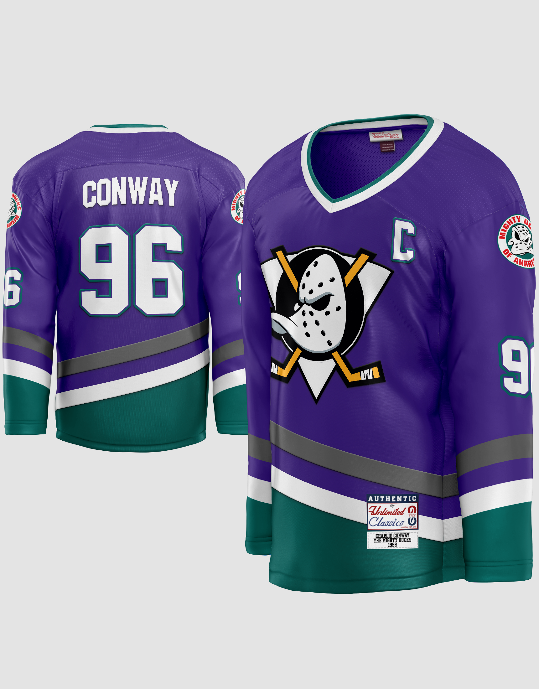 Charlie Conway #96 The Mighty Ducks Hockey Jersey (All Stitched Vintage  Jersey)