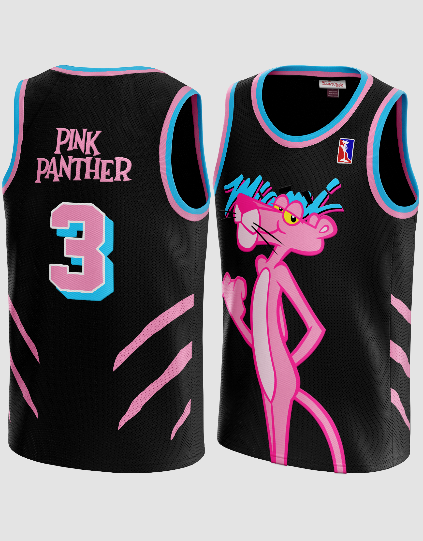 Ucavan Men's Panther #3 Basketball Jersey Stitched Pink White Black  Pinkblue 