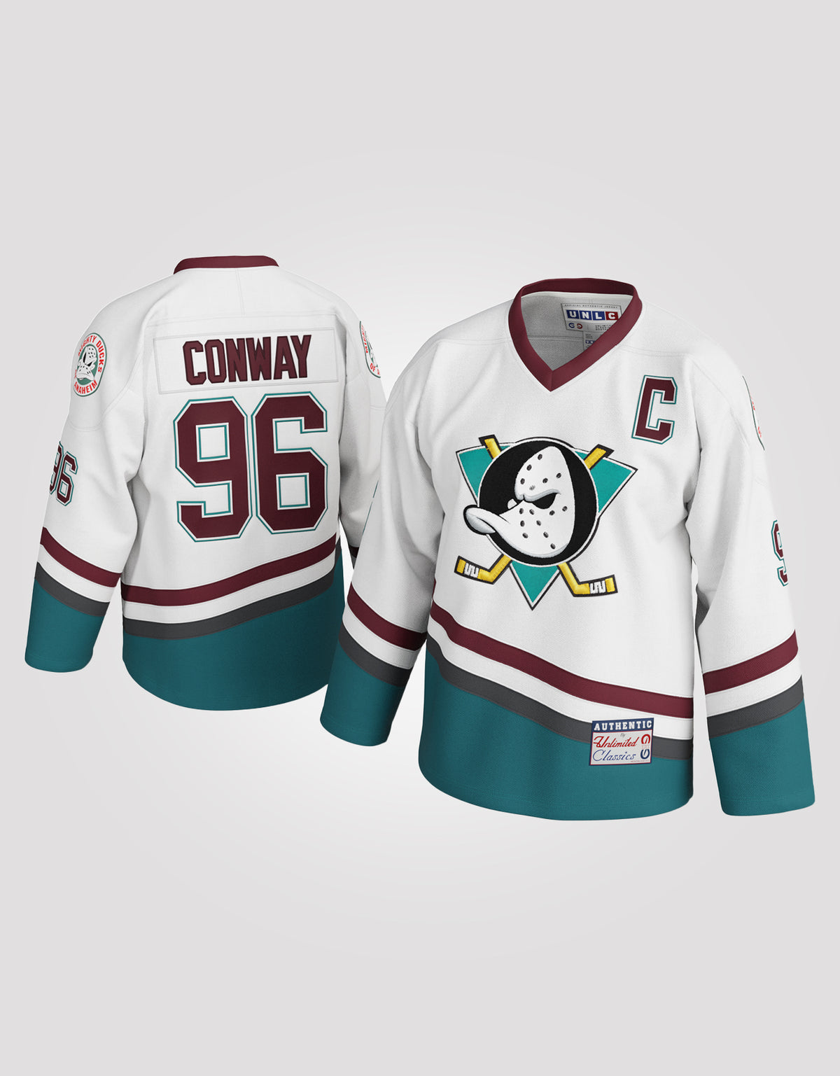 Camiseta de hockey blanca Charlie Conway #96 Mighty Ducks