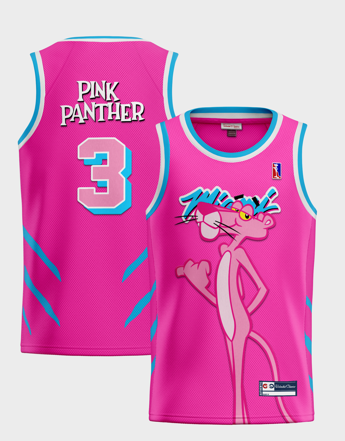 Miami X Pink Panther #3 White Basketball Jersey